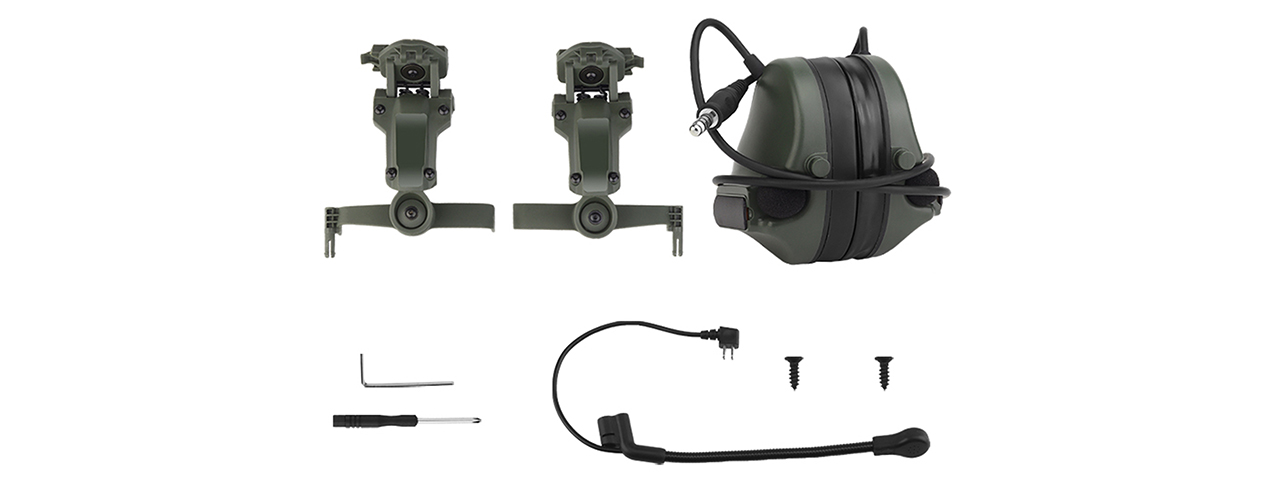 Airsoft C5 Tactical Communication Headset w/ Noise Reduction For Helmets - (OD Green)