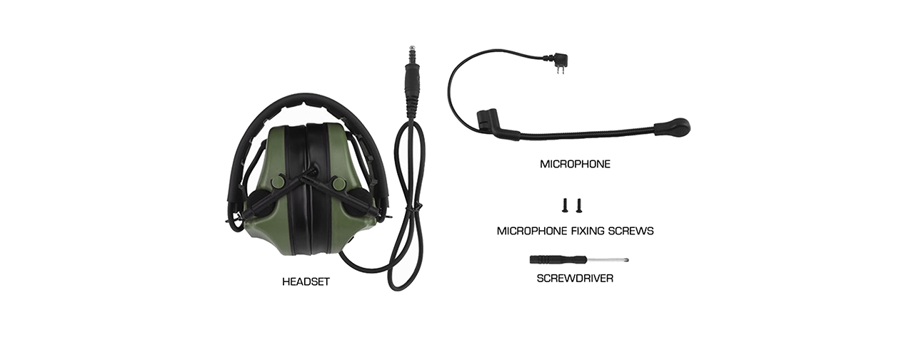 Airsoft C5 Tactical Communication Headset w/ Noise Reduction - (OD Green)