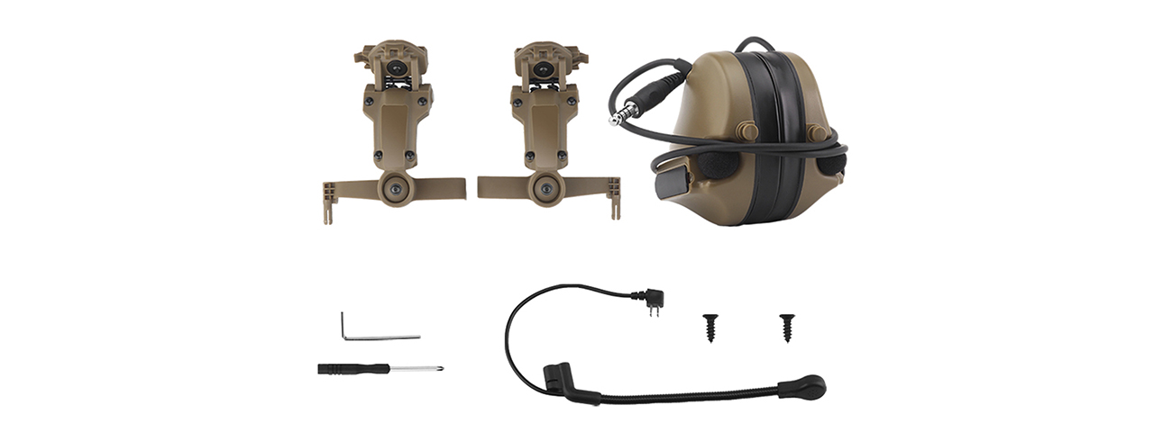 Airsoft C5 Tactical Communication Headset w/ Noise Reduction For Helmets - (Tan)