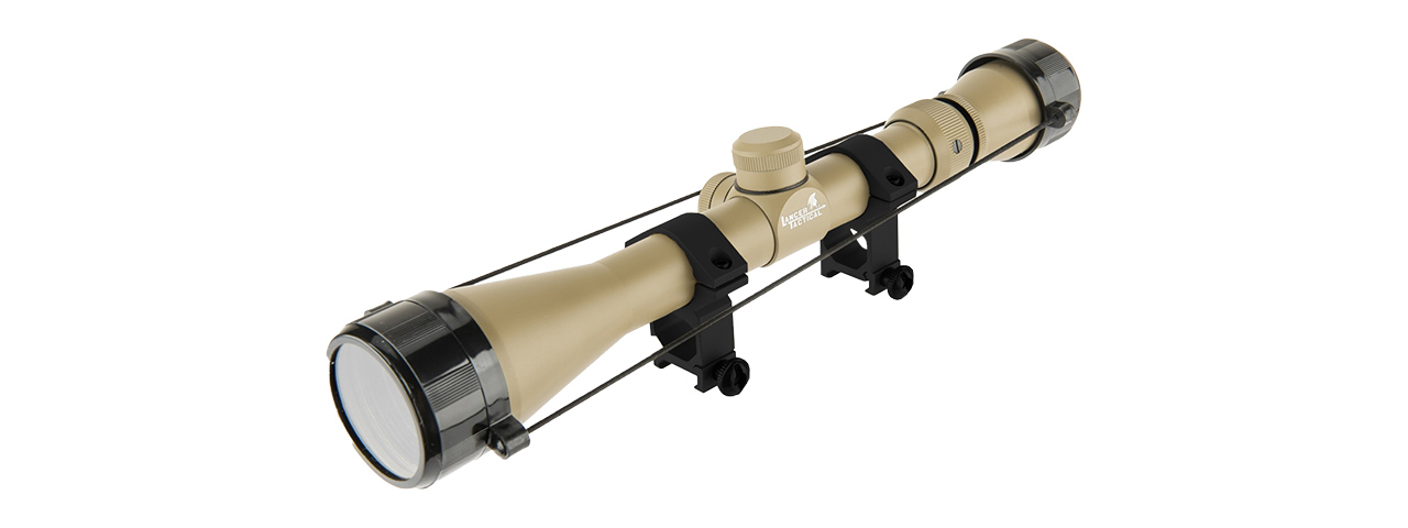 Lancer Tactical 3 - 9 X 40 Rifle Scope w/ Rings (Tan)