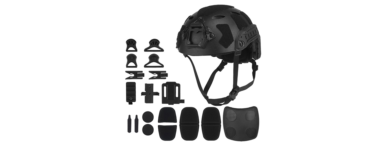 Tactical High Cut Airsoft Helmet Sandblasted Version - (Black)