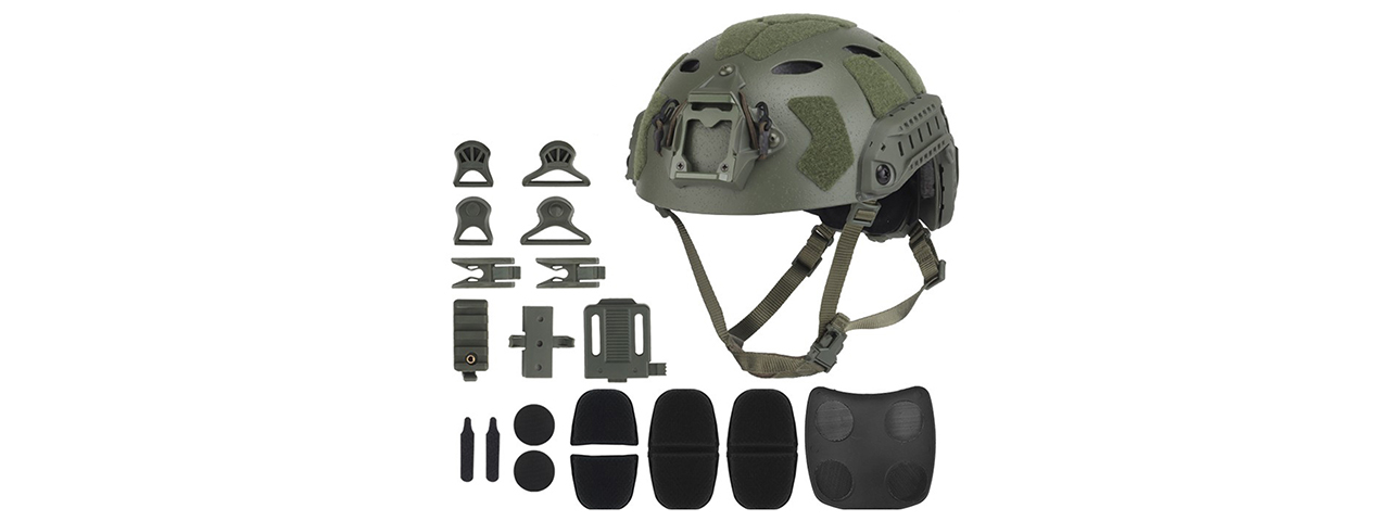 Tactical High Cut Airsoft Helmet Sandblasted Version - (OD Green)