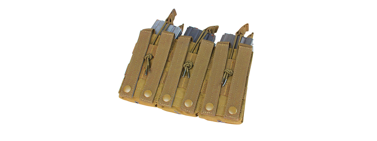 Condor Outdoor MOLLE Open-Top Triple Stacker M4 Magazine Pouch - (Tan)