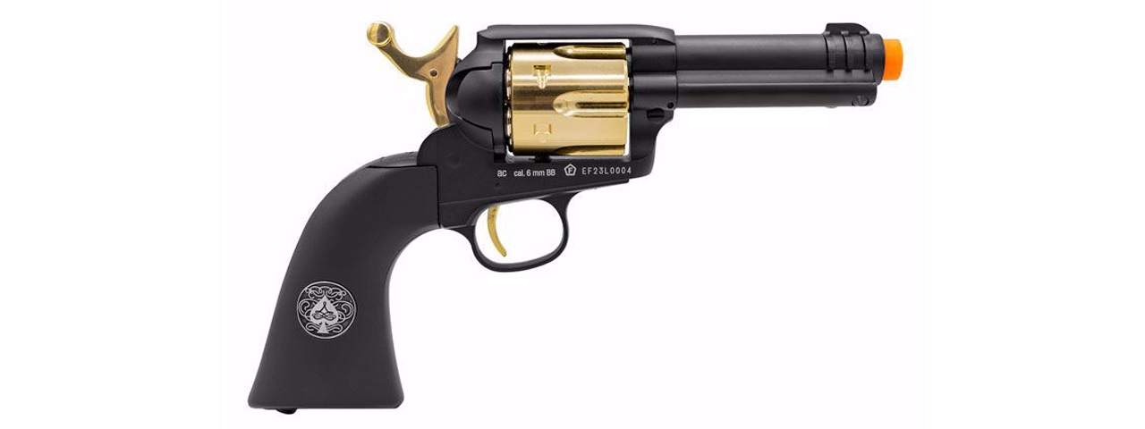 Umarex Legends Gambler High Stakes Limited Edition CO2 Powered Airsoft Single Action Revolver - (Black/Gold)