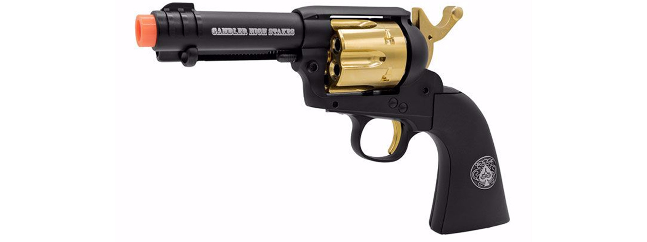 Umarex Legends Gambler High Stakes Limited Edition CO2 Powered Airsoft Single Action Revolver - (Black/Gold)