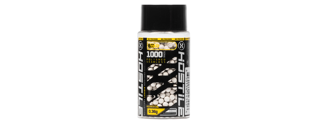 HK Army HOSTILE Biodegradable Precision 1000 Count .36G BB's - (White)