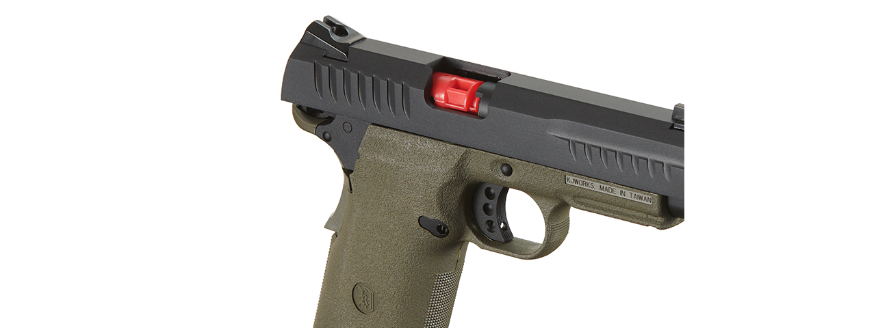 KJW Metal Slide KP-08 1911 CO2 Gas Blow Back Pistol - (OD Green)