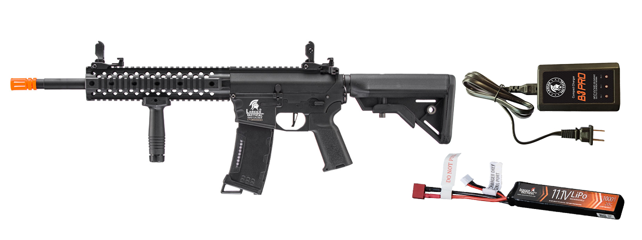 Lancer Tactical Gen 3 10" M4 Evo RIS Airsoft AEG w/ Battery/Charger Bundle - (Black)