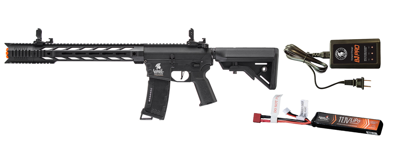 Lancer Tactical Gen 3 M4 SPR Interceptor Airsoft AEG Rifle w/ Battery/Charger Bundle - (Black)