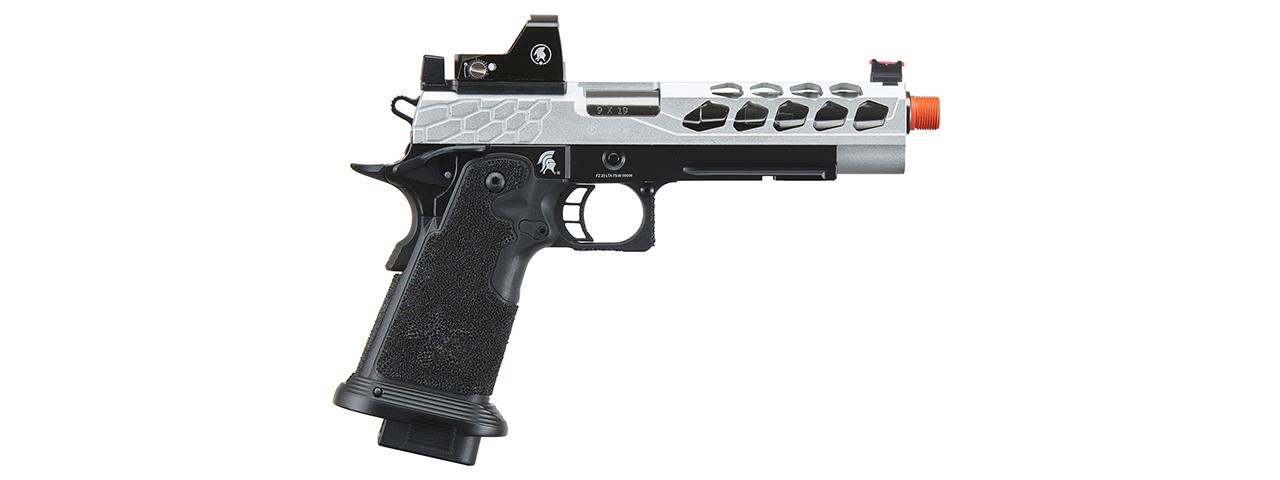 Lancer Tactical Stryk Hi-Capa 5.1 Gas Blowback Airsoft Pistol w/ Micro Red Dot Sight - (Black & Silver)