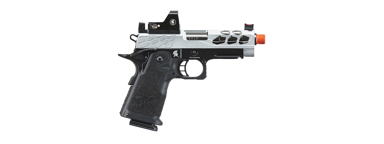 Lancer Tactical Stryk Hi-Capa 4.3 Gas Blowback Airsoft Pistol w/ Micro Red Dot Sight (Black & Silver)