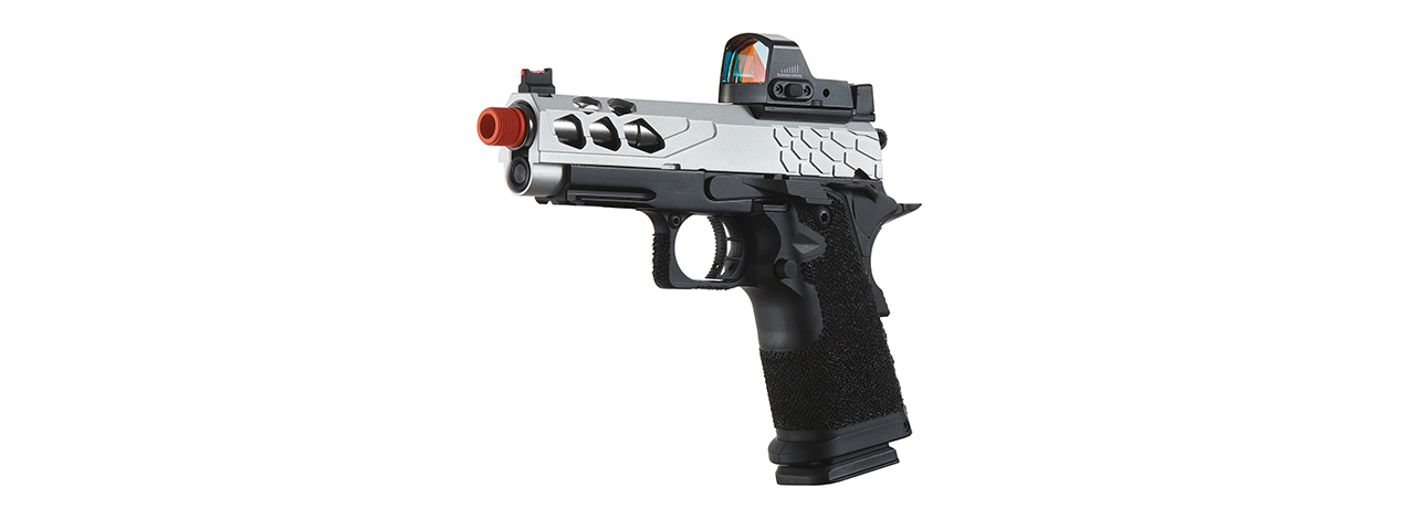 Lancer Tactical Stryk Hi-Capa 4.3 Gas Blowback Airsoft Pistol w/ Micro Red Dot Sight (Black & Silver)