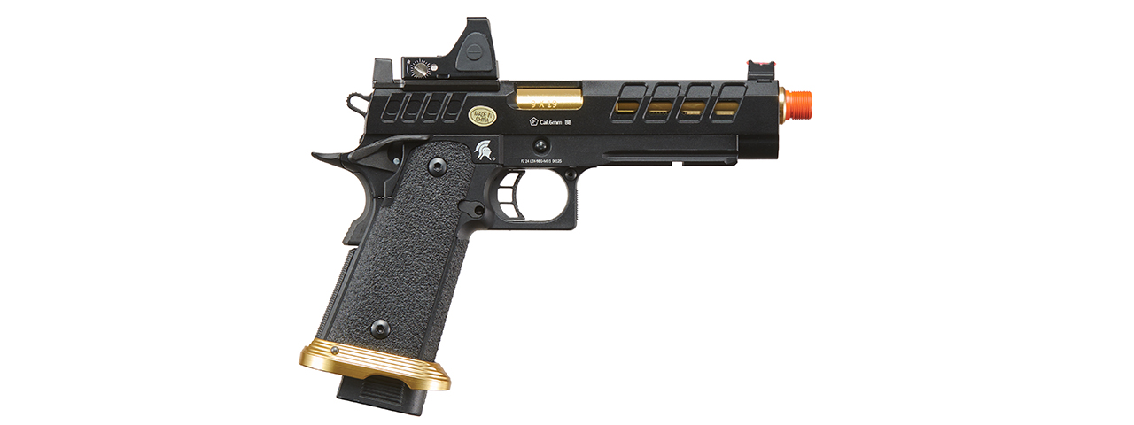 Lancer Tactical Heracles Hi-Capa Gas Blowback Airsoft Pistol - (Black/Gold w/ Reflex Dot)