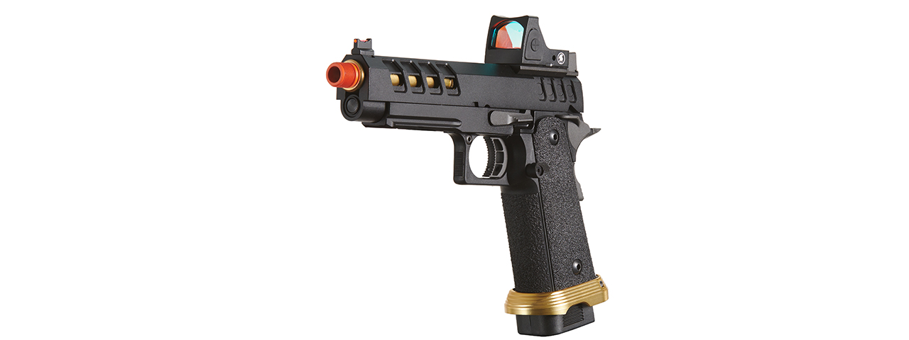 Lancer Tactical Heracles Hi-Capa Gas Blowback Airsoft Pistol - (Black/Gold w/ Reflex Dot)