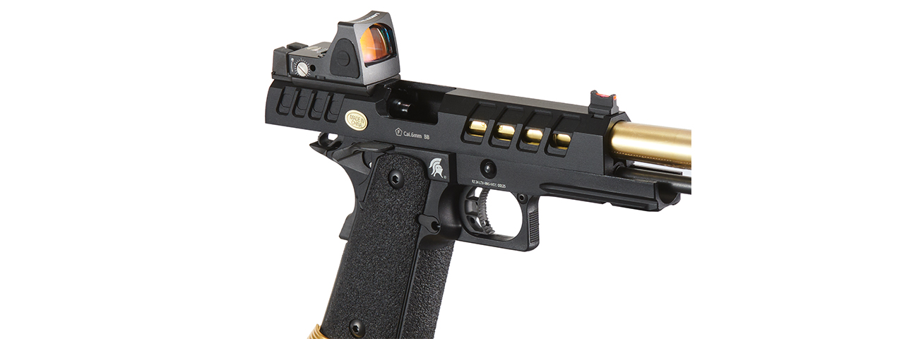 Lancer Tactical Heracles Hi-Capa Gas Blowback Airsoft Pistol - (Black/Gold w/ Reflex Dot)