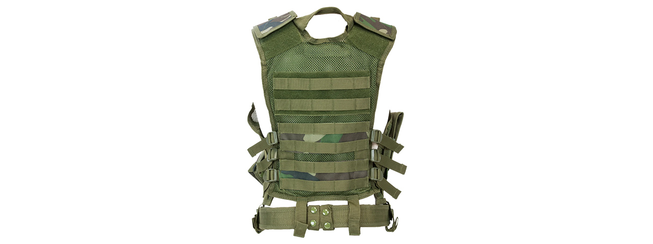 NcStar Military Cross Draw Vest w/ Integrated Holster - (Woodland Camo/XL-2XL)