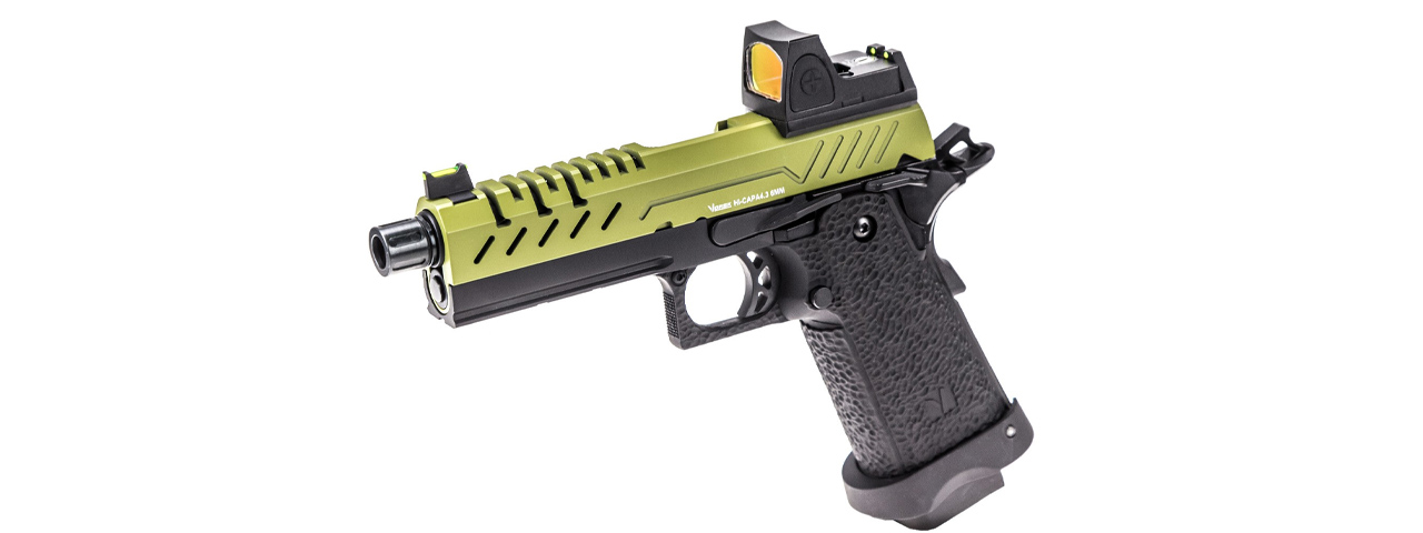 Vorsk Hi-Capa 4.3 GBB Pistol w/ Red Dot Sight - (Black/Green)