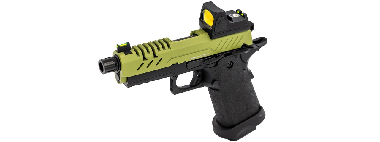 Vorsk Hi-Capa 3.8 Pro GBB Pistol w/ Red Dot Sight - (Green/Black)