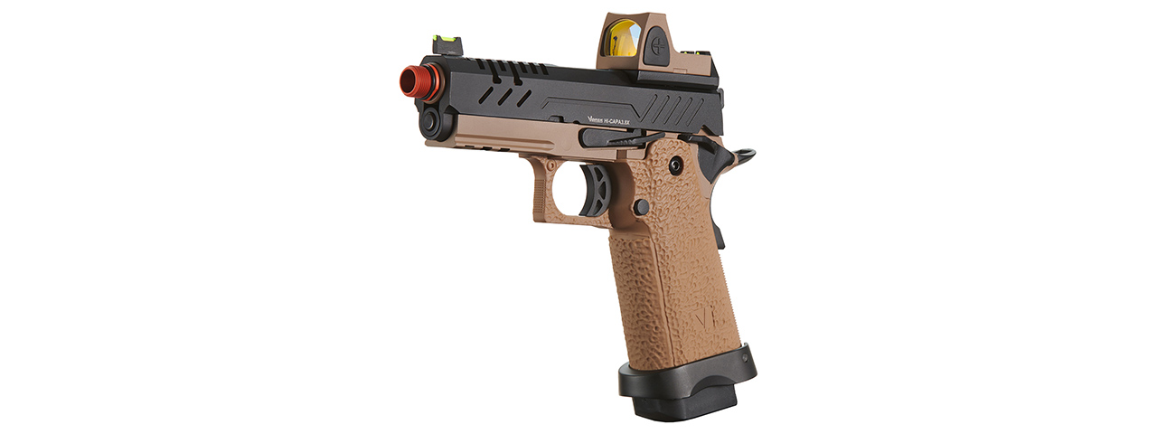 Vorsk Hi-Capa 3.8 Pro GBB Pistol w/ Red Dot Sight - (Black/Tan)