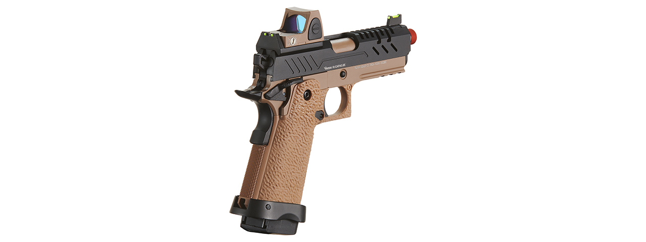 Vorsk Hi-Capa 3.8 Pro GBB Pistol w/ Red Dot Sight - (Black/Tan)